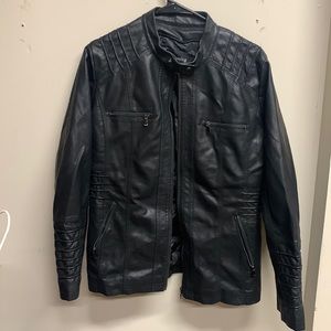 Tanming brand Lrage black leather jacket